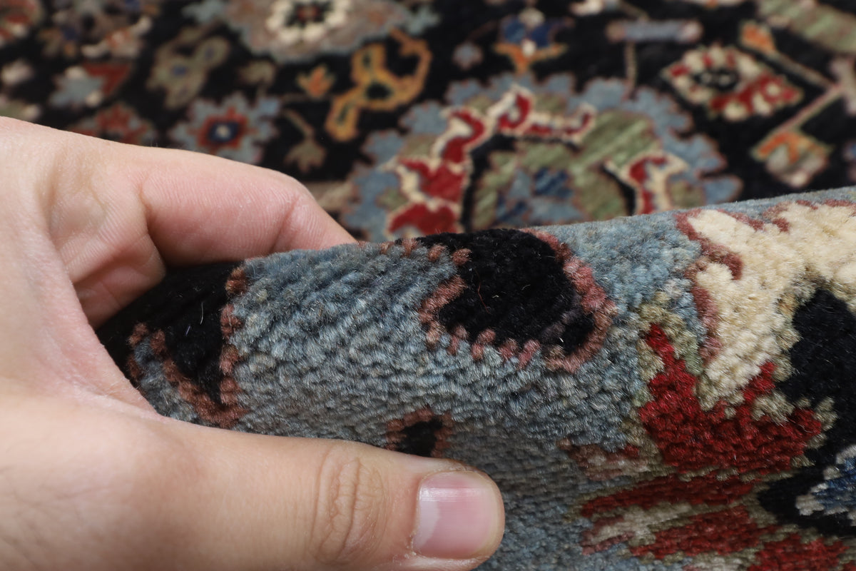 202 x 301 cm | Serapi Blue Design Hand Knotted Veg Dye Wool Afghan Carpet