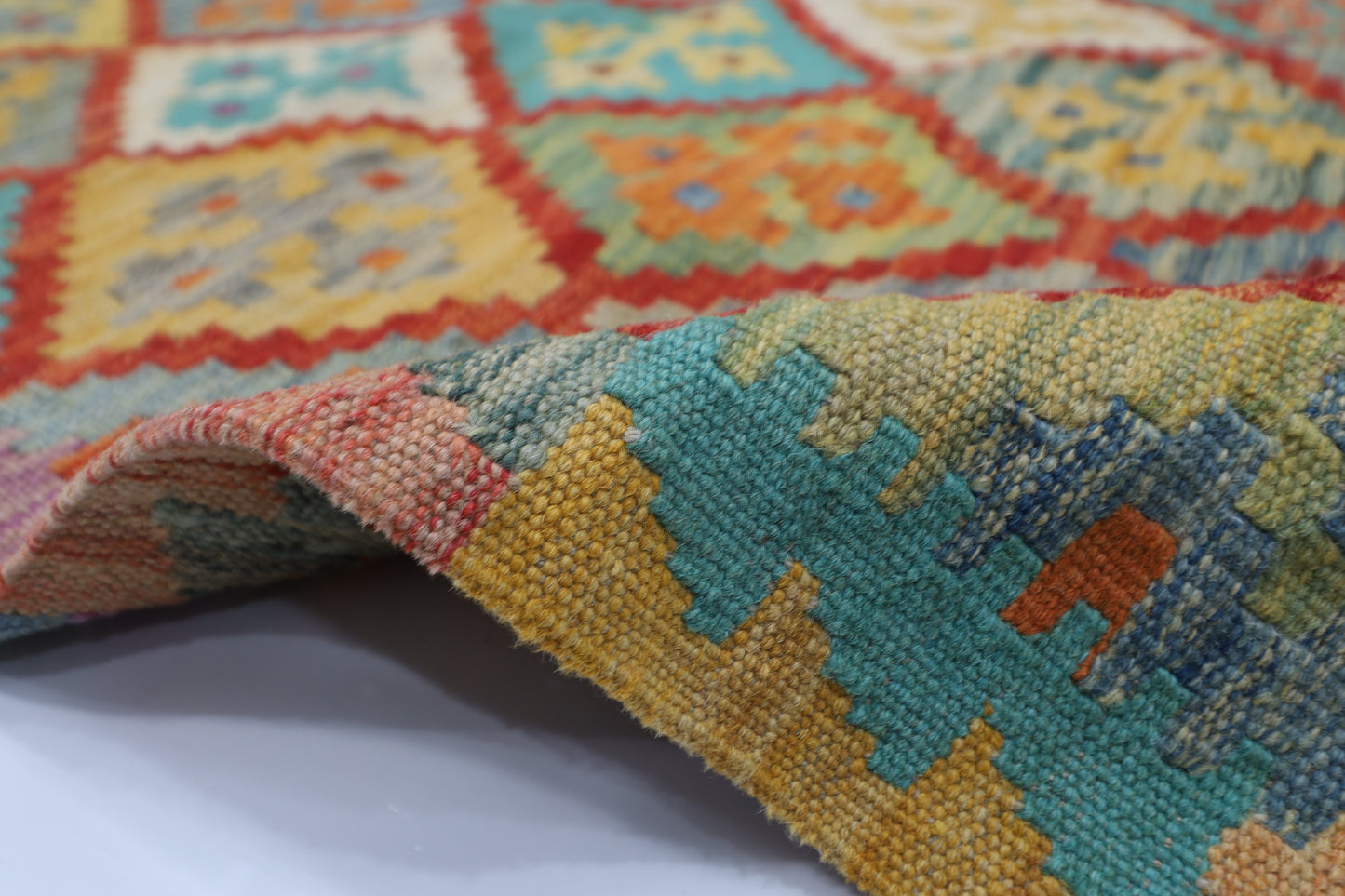 85 x 116 cm | Multicolor Wool Kilim Accent Traditional Hand Woven Oriental Carpet