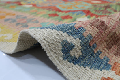 204 x 286 cm | Multicolor Wool Kilim Area Traditional Hand Woven Oriental Carpet