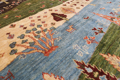 147 x 202 cm | Landscape Design Hand Knotted Veg Dye Wool Afghan Carpet