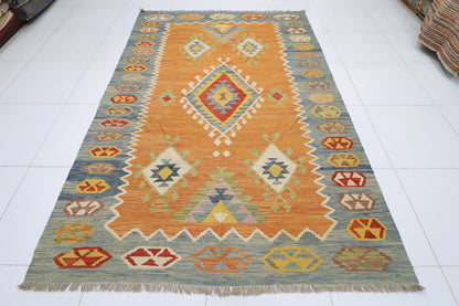199 x 291 cm | Multicolor Wool Kilim Area Traditional Hand Woven Oriental Carpet