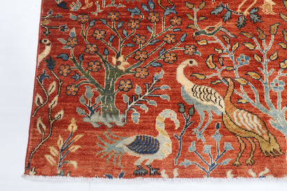 155 x 203 cm | Birds Design Hand Knotted Veg Dye Wool Afghan Carpet
