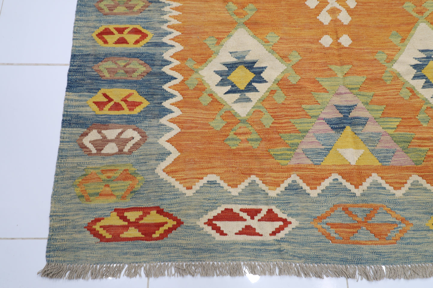 199 x 291 cm | Multicolor Wool Kilim Area Traditional Hand Woven Oriental Carpet