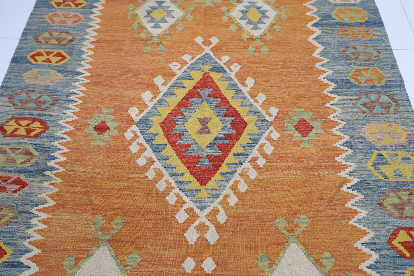 199 x 291 cm | Multicolor Wool Kilim Area Traditional Hand Woven Oriental Carpet