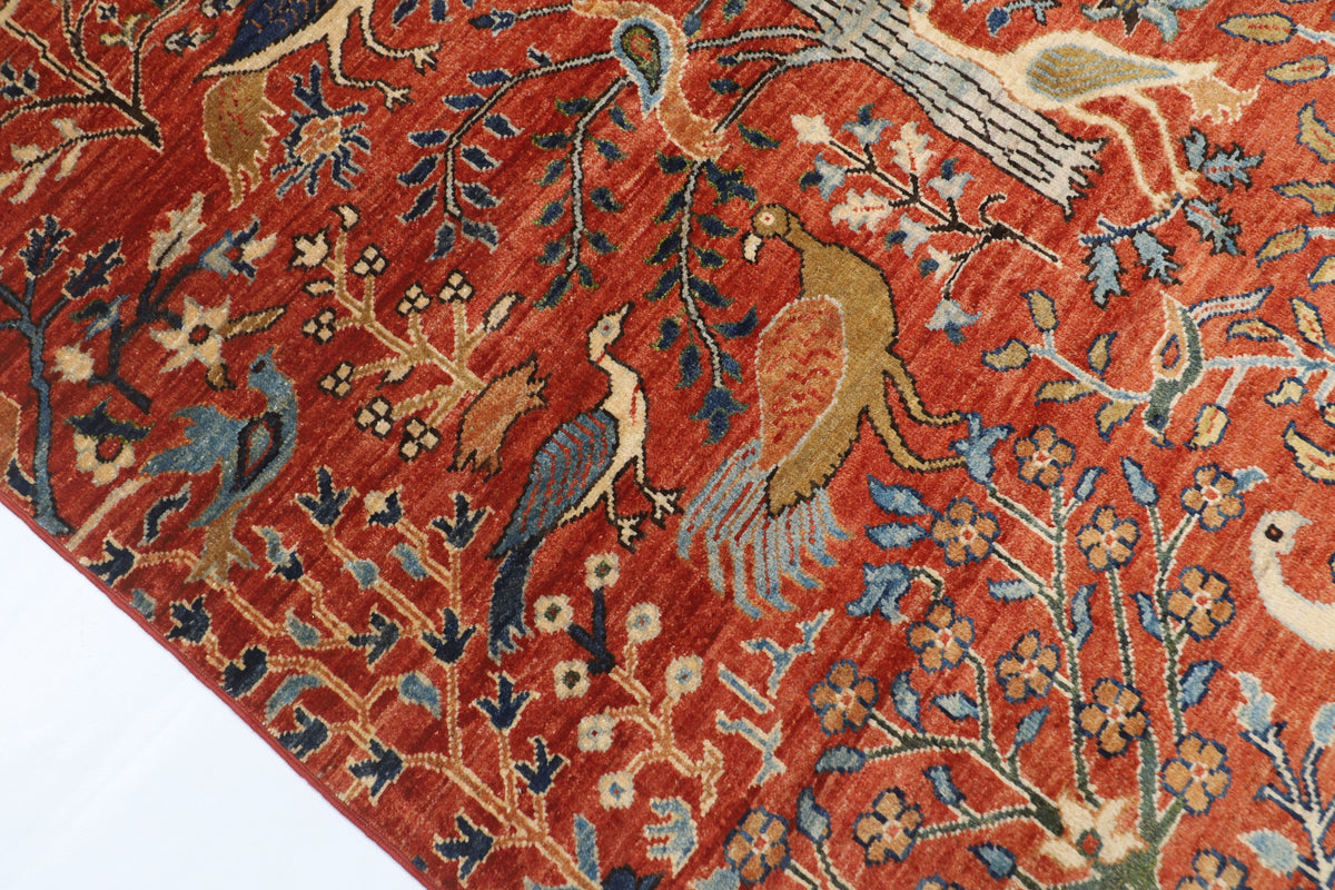 155 x 203 cm | Birds Design Hand Knotted Veg Dye Wool Afghan Carpet