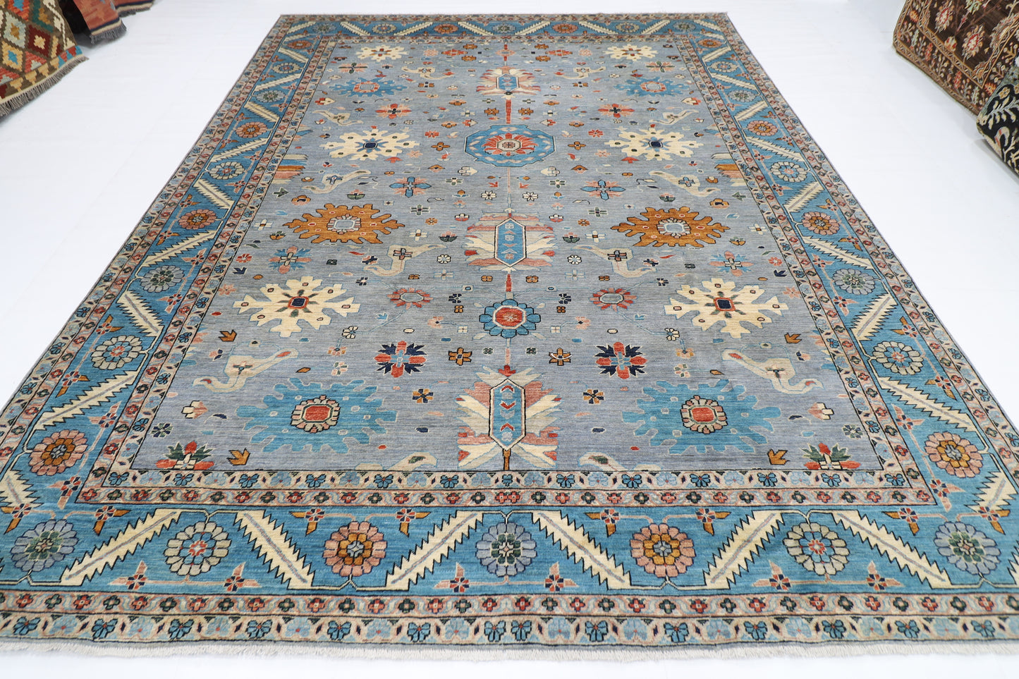 275 x 356 cm | Oriental Afghan Tribal Hand Knotted Veg Dye Wool carpet