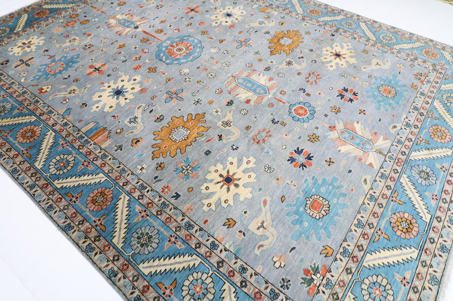 275 x 356 cm | Oriental Afghan Tribal Hand Knotted Veg Dye Wool carpet