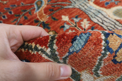 155 x 203 cm | Birds Design Hand Knotted Veg Dye Wool Afghan Carpet