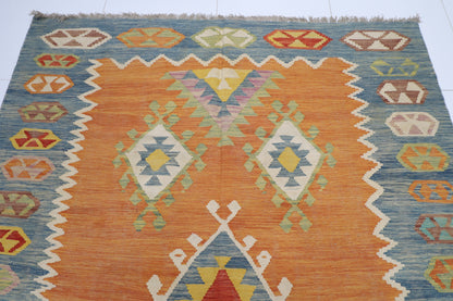 199 x 291 cm | Multicolor Wool Kilim Area Traditional Hand Woven Oriental Carpet