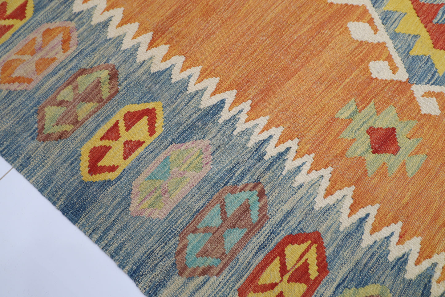 199 x 291 cm | Multicolor Wool Kilim Area Traditional Hand Woven Oriental Carpet