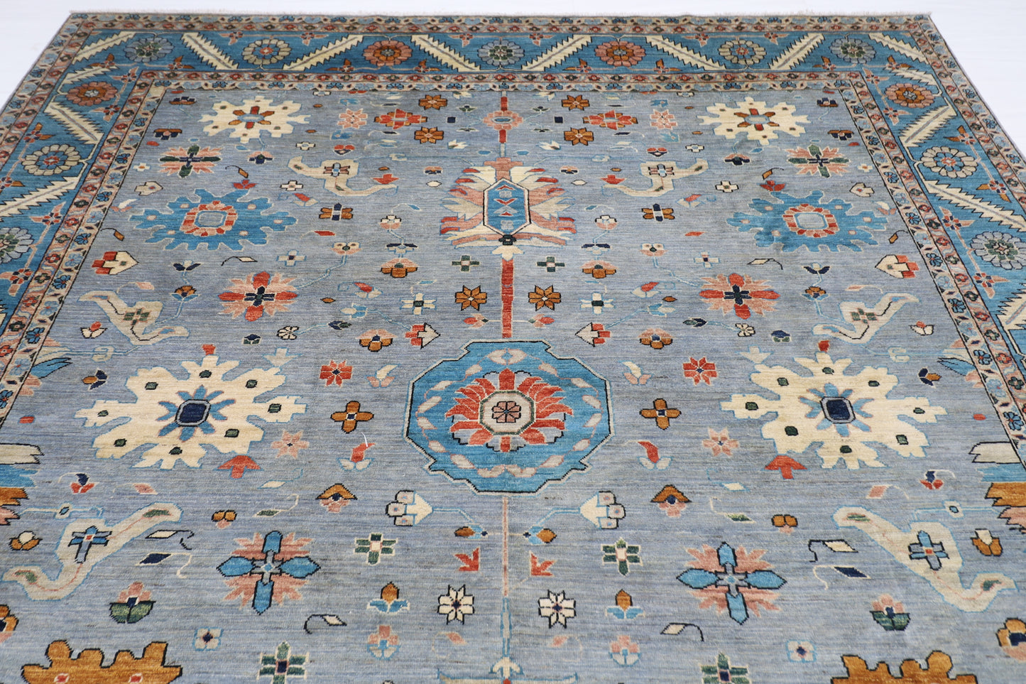 275 x 356 cm | Oriental Afghan Tribal Hand Knotted Veg Dye Wool carpet
