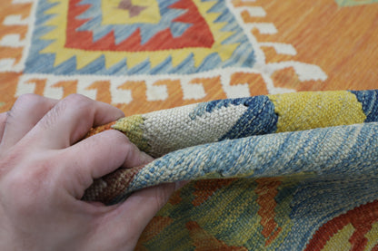 199 x 291 cm | Multicolor Wool Kilim Area Traditional Hand Woven Oriental Carpet