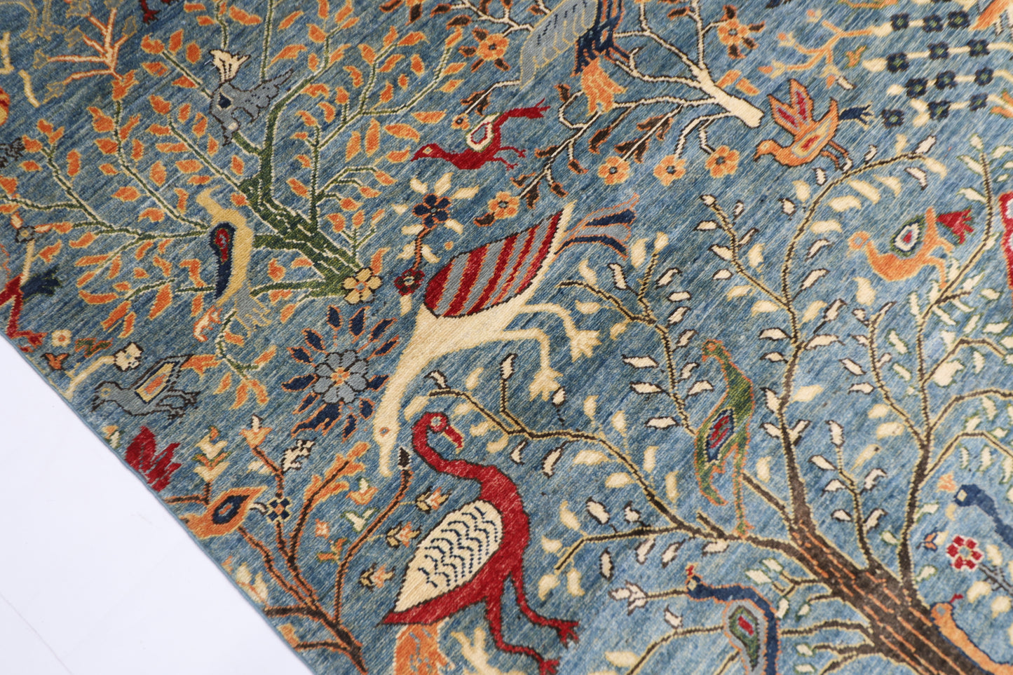252 x 293 cm | Oriental Birds Blue Area Rug Afghan Hand Knotted Veg Dye Wool carpet