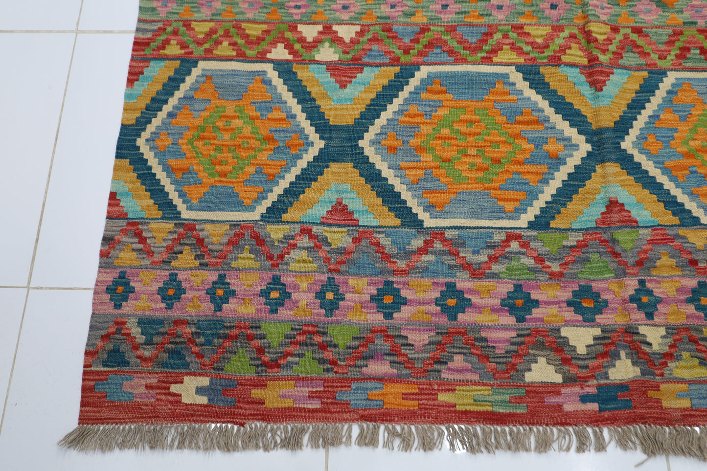 205 x 288 cm | Multicolor Wool Kilim Area Traditional Hand Woven Oriental Carpet