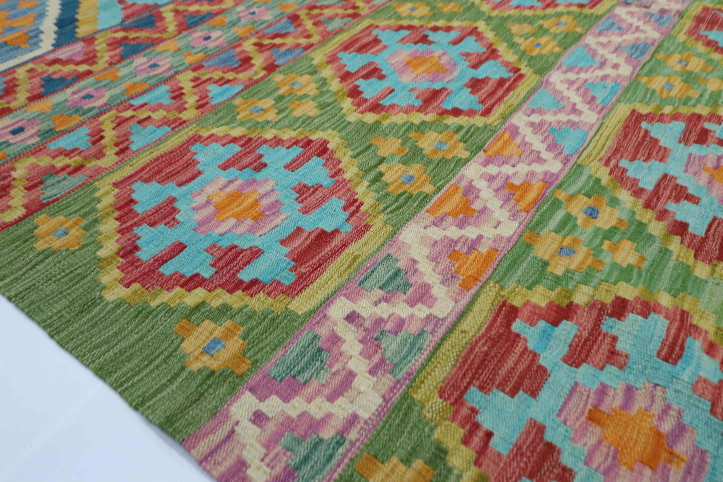 205 x 288 cm | Multicolor Wool Kilim Area Traditional Hand Woven Oriental Carpet