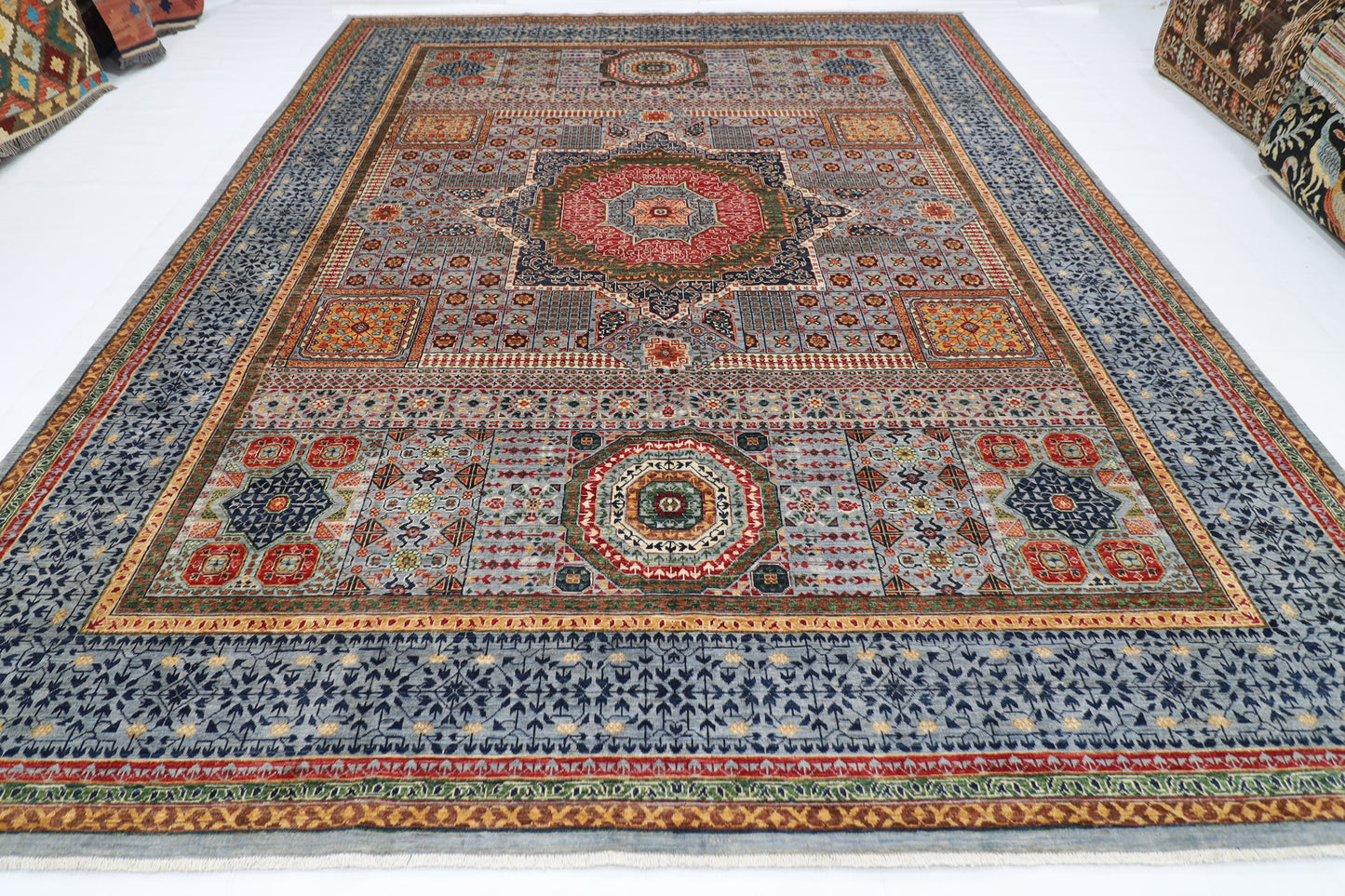 305 x 398 cm | Mamluk Afghan Tribal Hand Knotted Veg Dye Wool carpet