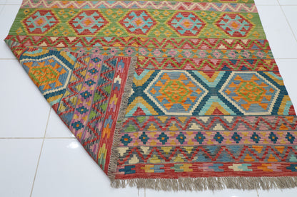 205 x 288 cm | Multicolor Wool Kilim Area Traditional Hand Woven Oriental Carpet