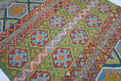 205 x 288 cm | Multicolor Wool Kilim Area Traditional Hand Woven Oriental Carpet