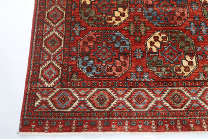 183 x 276 cm | Ersari Mori Design Hand Knotted Veg Dye Wool Afghan Carpet
