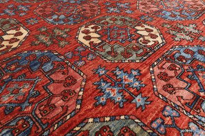 183 x 276 cm | Ersari Mori Design Hand Knotted Veg Dye Wool Afghan Carpet
