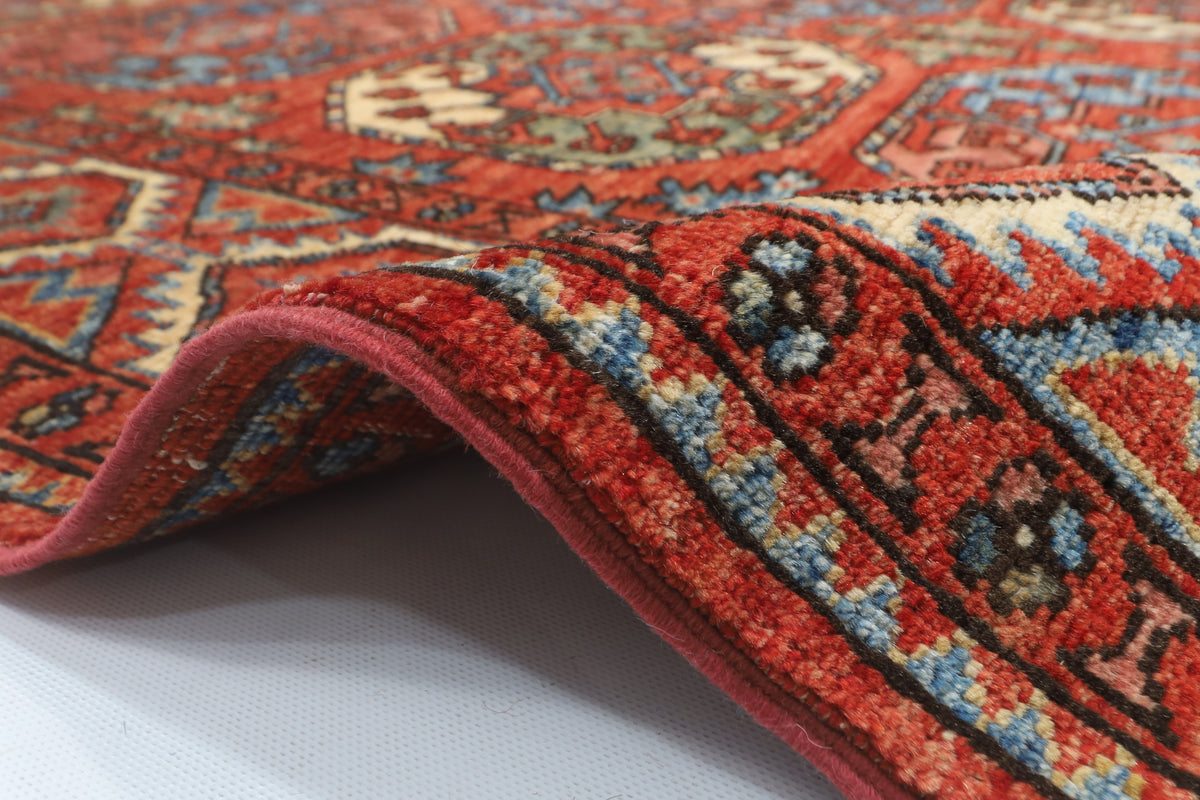 183 x 276 cm | Ersari Mori Design Hand Knotted Veg Dye Wool Afghan Carpet