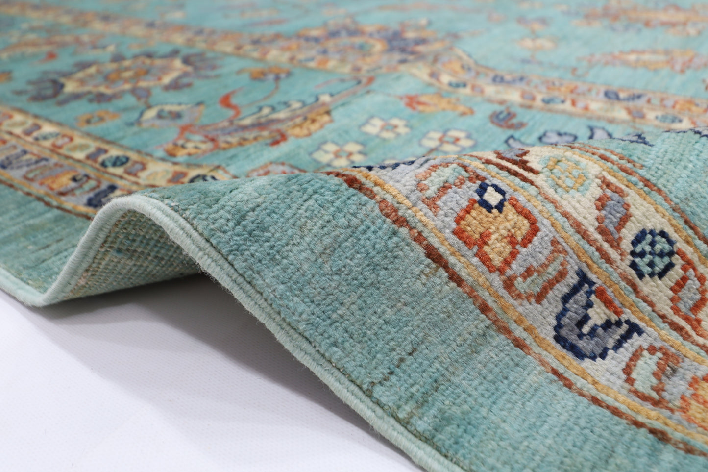 278 x 353 cm | Oriental Turquoise Afghan Tribal Hand Knotted Veg Dye Wool carpet