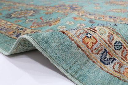 278 x 353 cm | Oriental Turquoise Afghan Tribal Hand Knotted Veg Dye Wool carpet