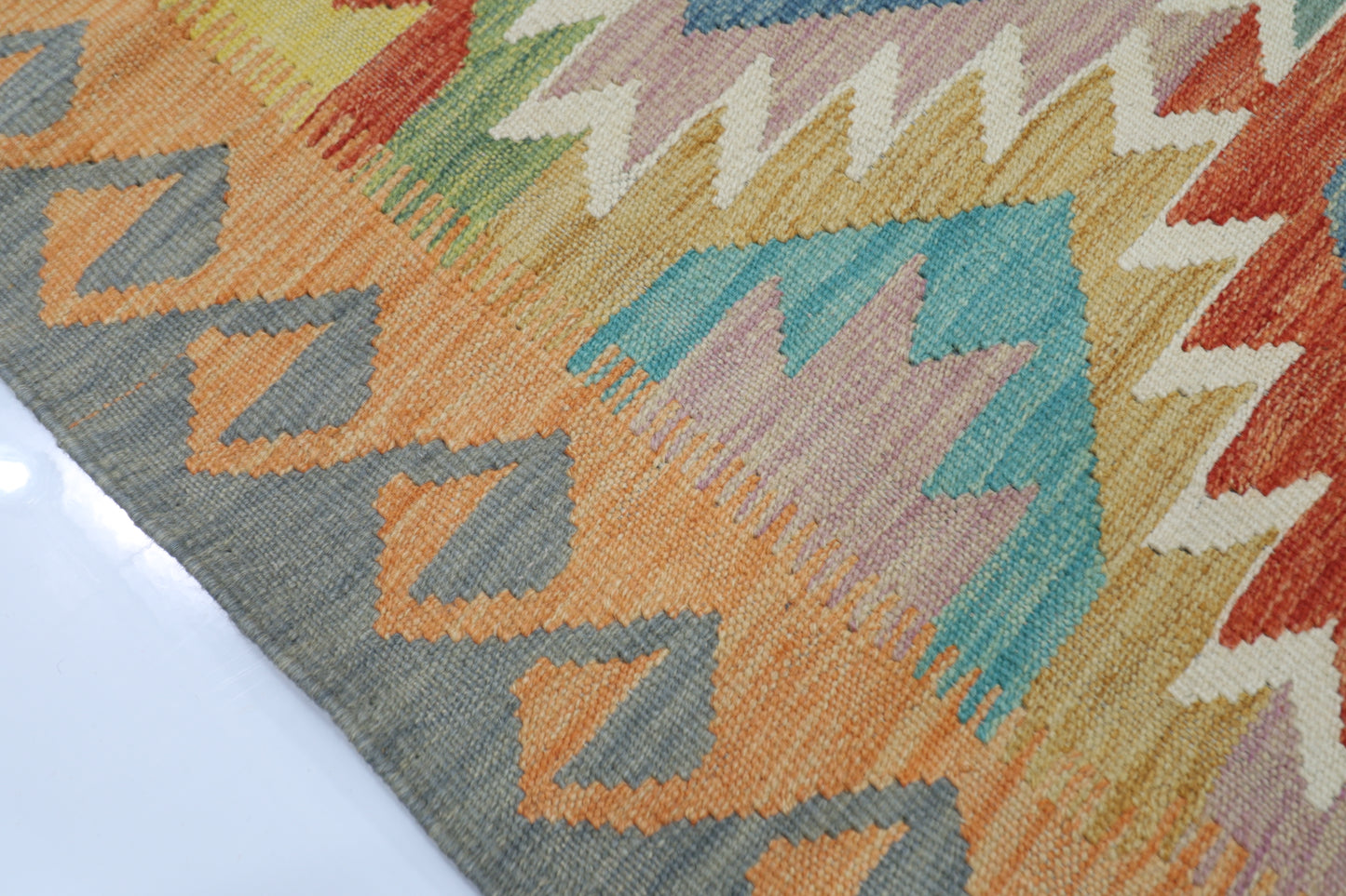 130 x 181 cm | Multicolor Wool Kilim Area Traditional Hand Woven Oriental Carpet