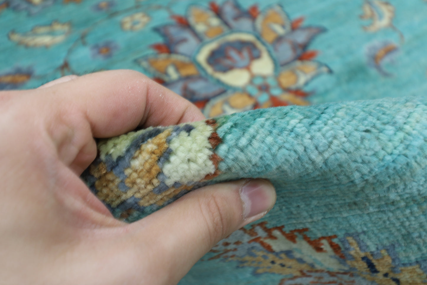 278 x 353 cm | Oriental Turquoise Afghan Tribal Hand Knotted Veg Dye Wool carpet