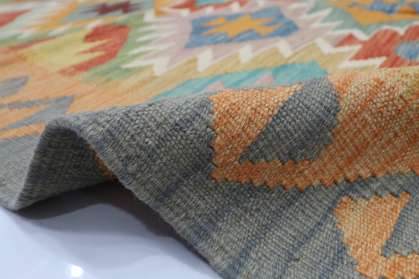 130 x 181 cm | Multicolor Wool Kilim Area Traditional Hand Woven Oriental Carpet