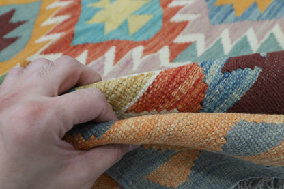 130 x 181 cm | Multicolor Wool Kilim Area Traditional Hand Woven Oriental Carpet