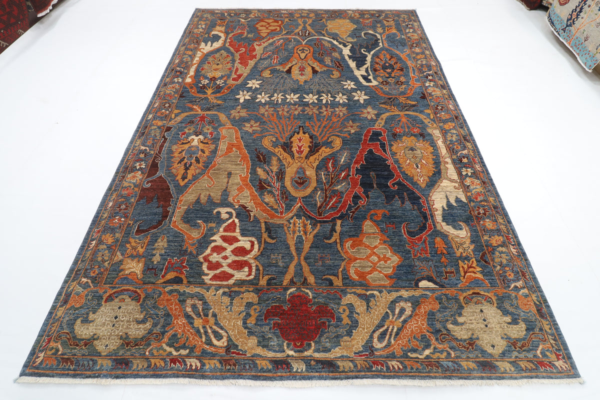 201 x 299 cm | kawros blue Design Hand Knotted Veg Dye Wool Afghan Carpet