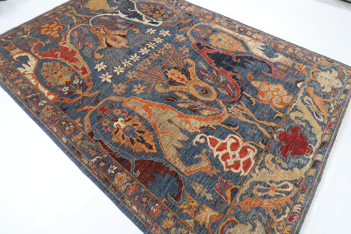 201 x 299 cm | kawros blue Design Hand Knotted Veg Dye Wool Afghan Carpet