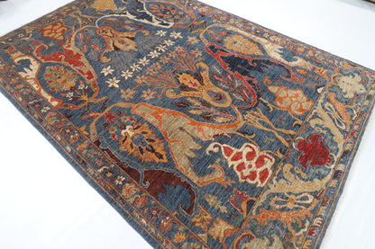 201 x 299 cm | kawros blue Design Hand Knotted Veg Dye Wool Afghan Carpet