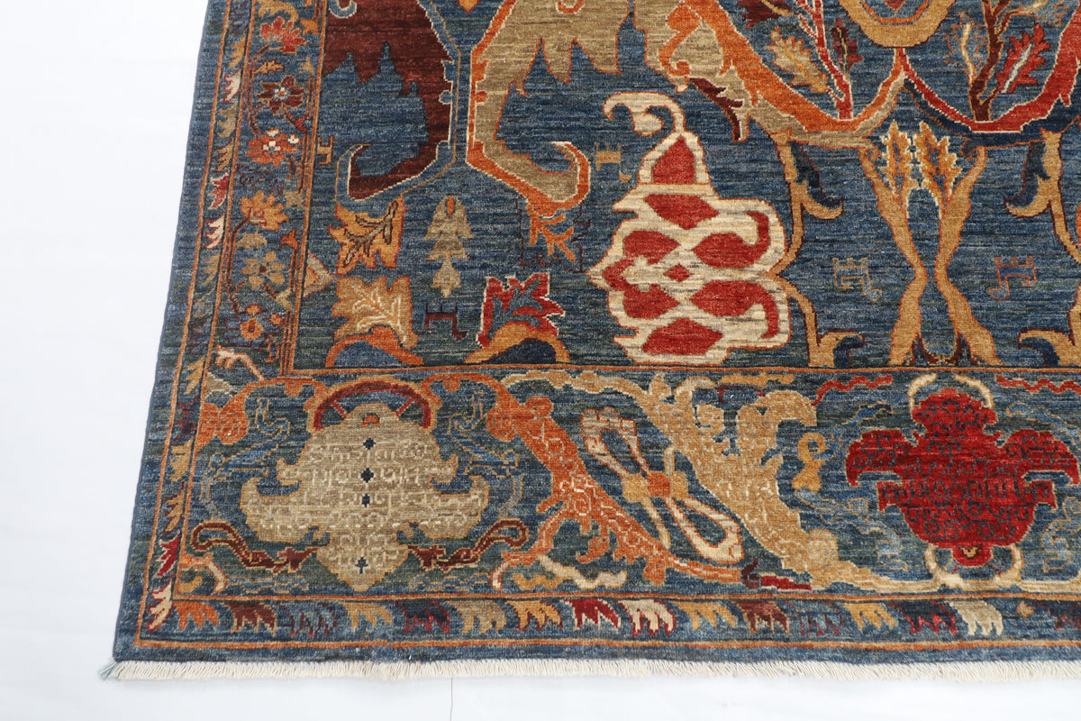 201 x 299 cm | kawros blue Design Hand Knotted Veg Dye Wool Afghan Carpet