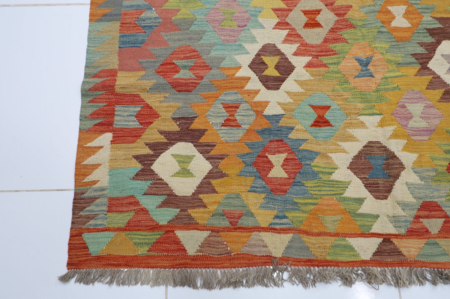175 x 235 cm | Multicolor Wool Kilim Area Traditional Hand Woven Oriental Carpet