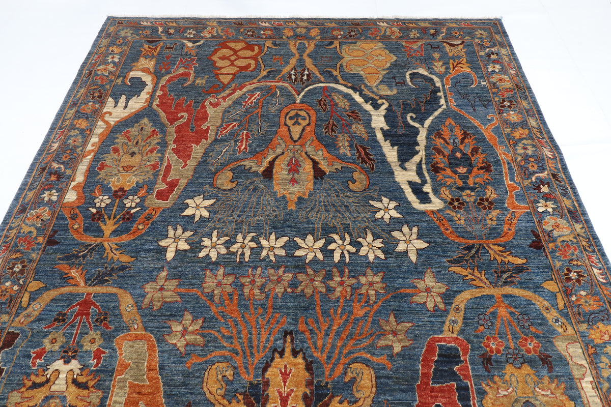 201 x 299 cm | kawros blue Design Hand Knotted Veg Dye Wool Afghan Carpet