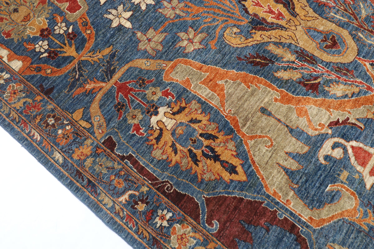 201 x 299 cm | kawros blue Design Hand Knotted Veg Dye Wool Afghan Carpet