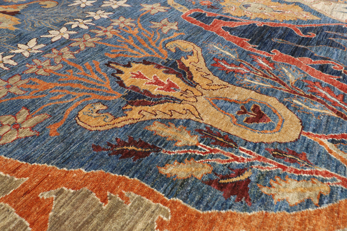 201 x 299 cm | kawros blue Design Hand Knotted Veg Dye Wool Afghan Carpet
