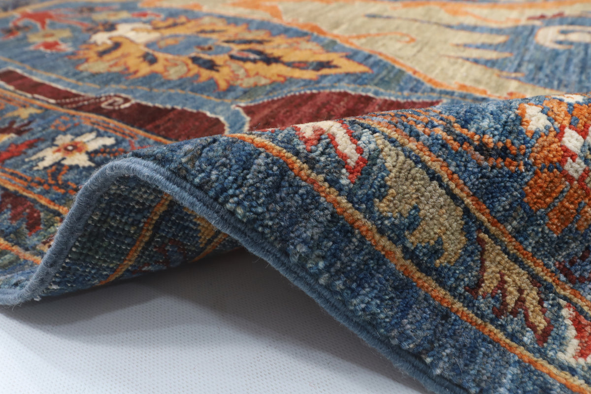 201 x 299 cm | kawros blue Design Hand Knotted Veg Dye Wool Afghan Carpet