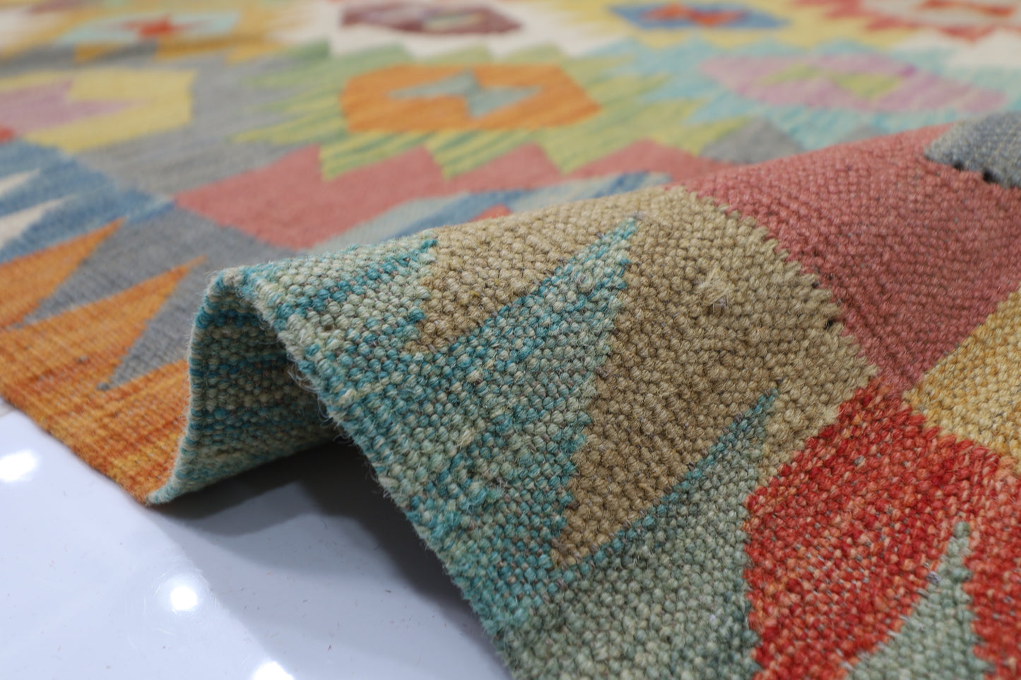 175 x 235 cm | Multicolor Wool Kilim Area Traditional Hand Woven Oriental Carpet