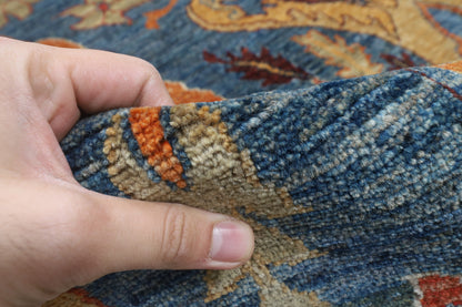 201 x 299 cm | kawros blue Design Hand Knotted Veg Dye Wool Afghan Carpet