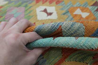 175 x 235 cm | Multicolor Wool Kilim Area Traditional Hand Woven Oriental Carpet