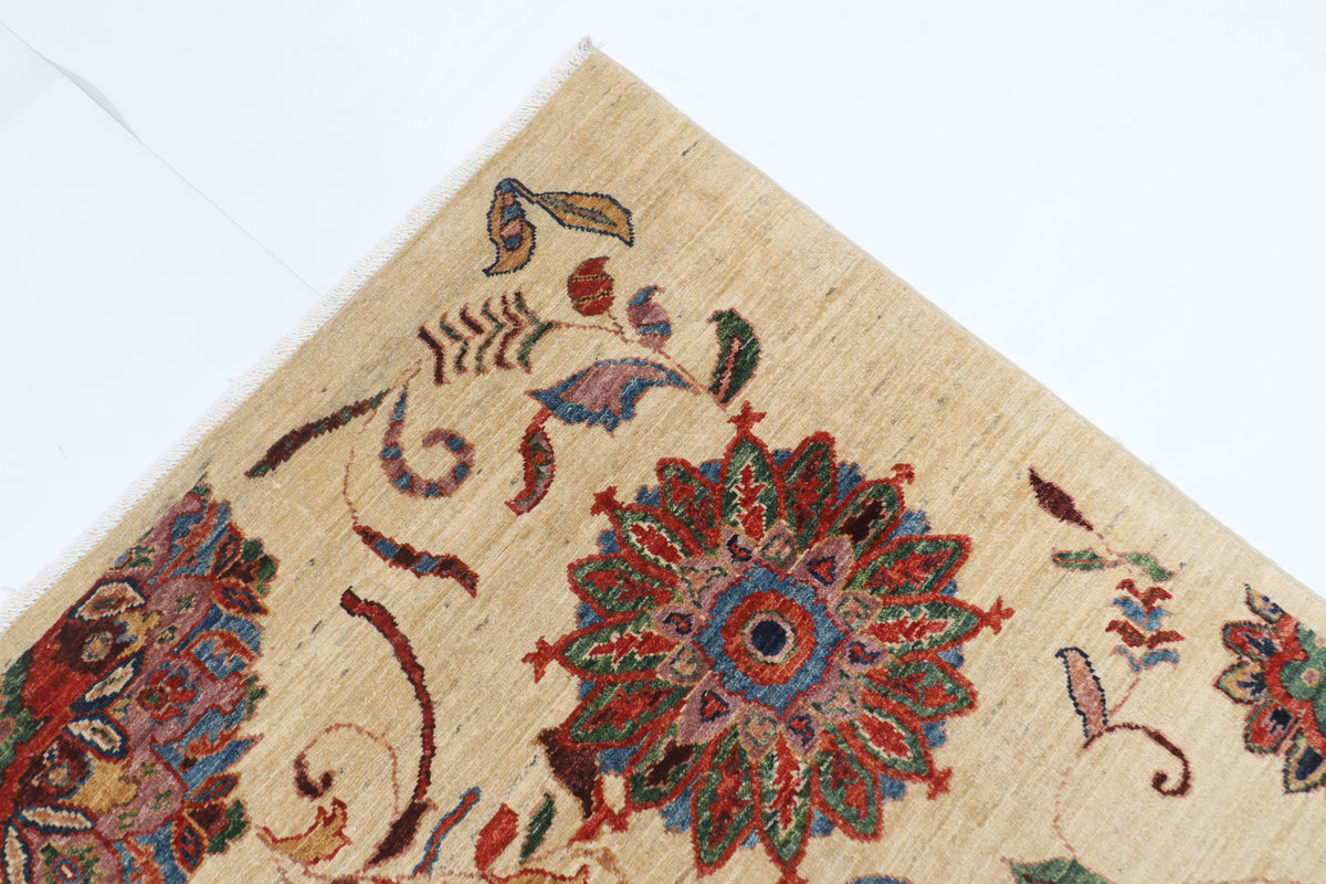 154 x 198 cm | Suzani Design Hand Knotted Veg Dye Wool Afghan Carpet