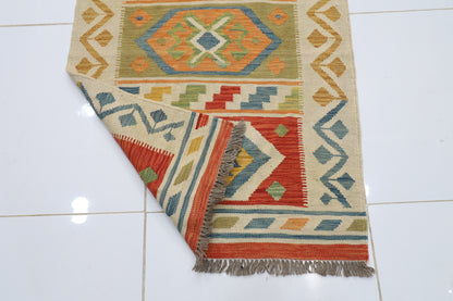 86 x 313 cm | Multicolor Wool Kilim Runner Traditional Hand Woven Oriental Carpet