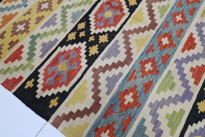 238 x 295 cm | Multicolor Wool Kilim Area Traditional Hand Woven Oriental Carpet