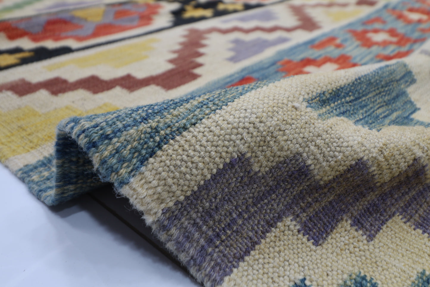 238 x 295 cm | Multicolor Wool Kilim Area Traditional Hand Woven Oriental Carpet