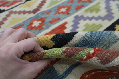 238 x 295 cm | Multicolor Wool Kilim Area Traditional Hand Woven Oriental Carpet