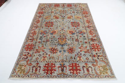 170 x 238 cm | Sultani Gray Design Hand Knotted Veg Dye Wool Afghan Carpet