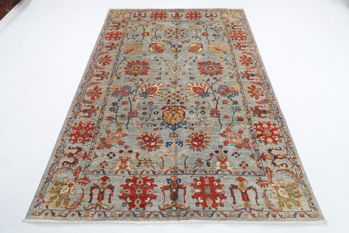 170 x 238 cm | Sultani Gray Design Hand Knotted Veg Dye Wool Afghan Carpet